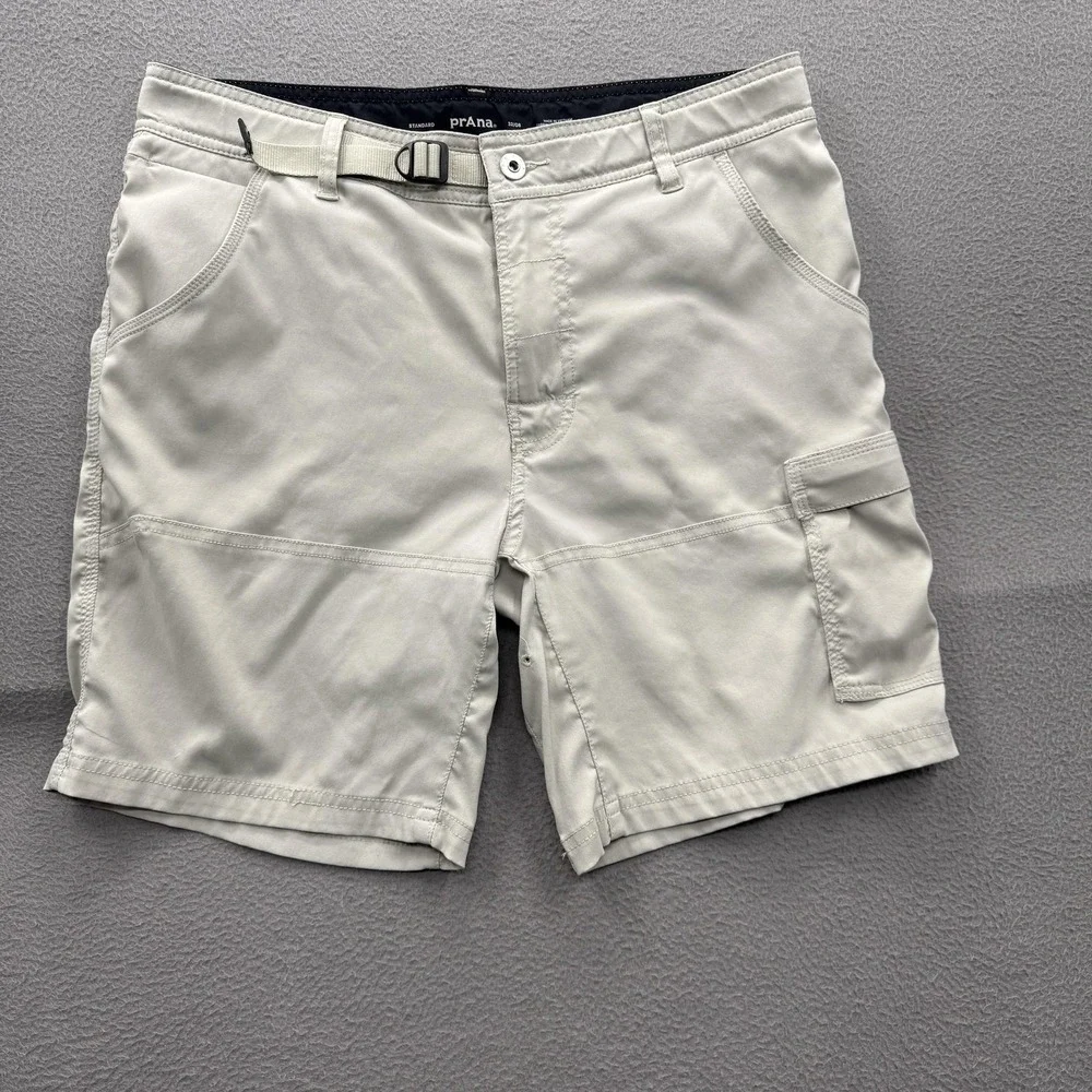 PrAna Shorts Mens 32 Beige Hiking Cargo Quick Dry Stretch Outdoor 8 Inseam
